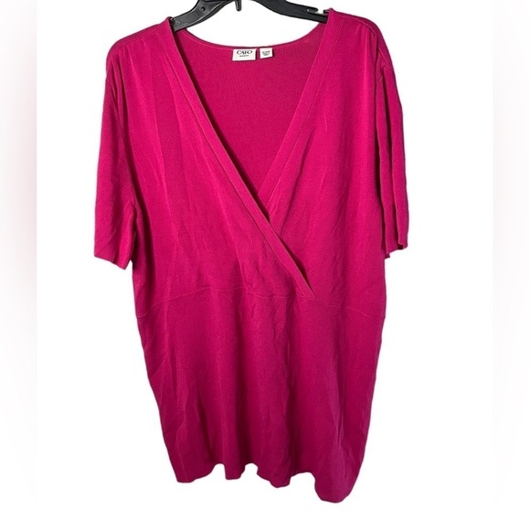 Cato Women’s Plus Size Faux Wrap Rayon Blend Blouse - Picture 1 of 5